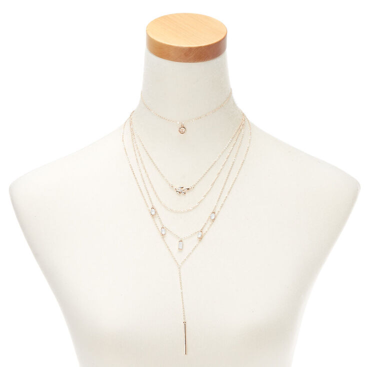 Gold Chic Charm Multi Strand Choker Necklaces - 2 Pack,