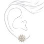 Silver Crystal Pearl Cluster Clip On Stud Earrings,