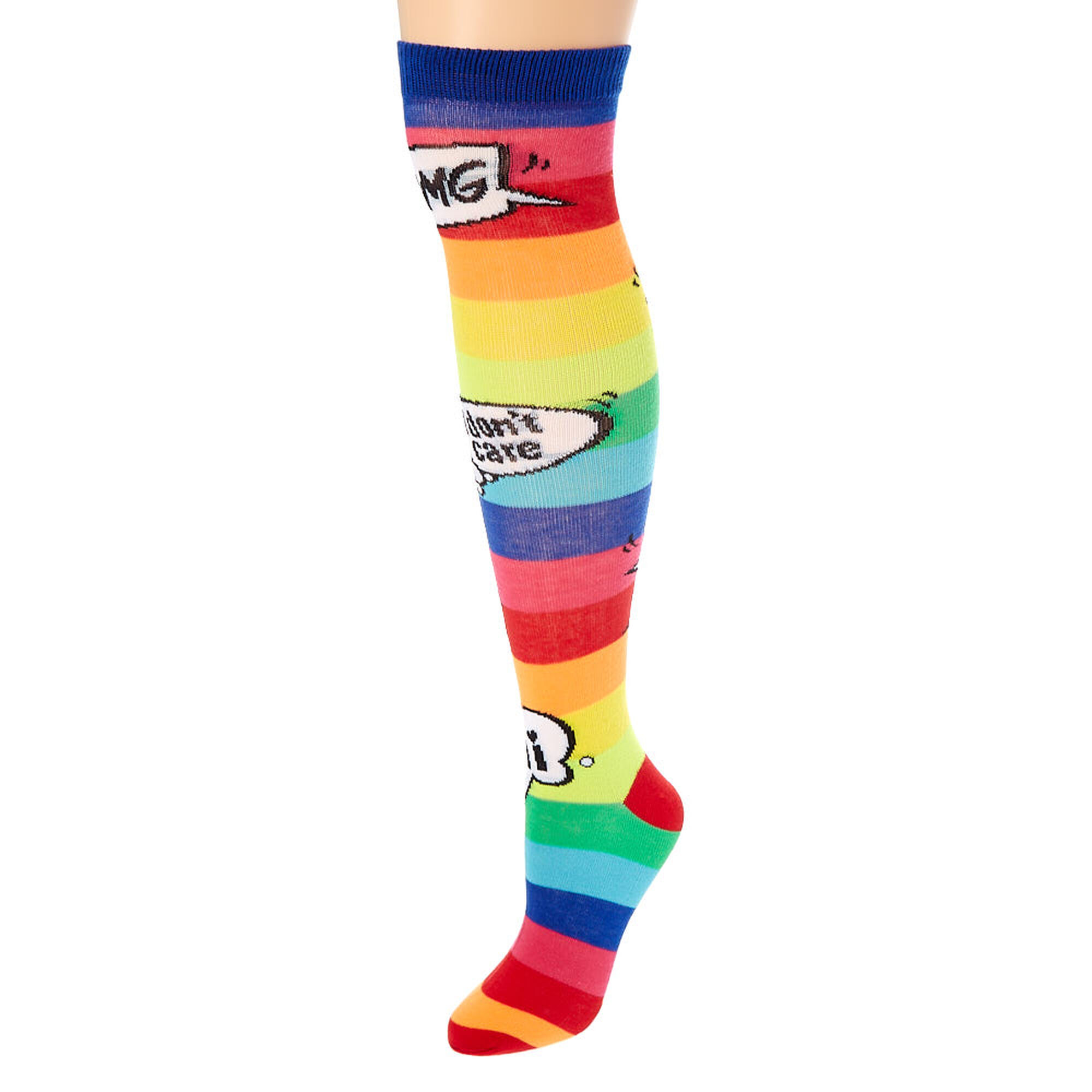 Rainbow Neon Striped Knee High Socks Claires
