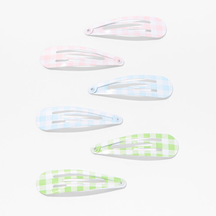 Claire&#39;s Club Pastel Gingham Snap Hair Clips - 6 Pack,