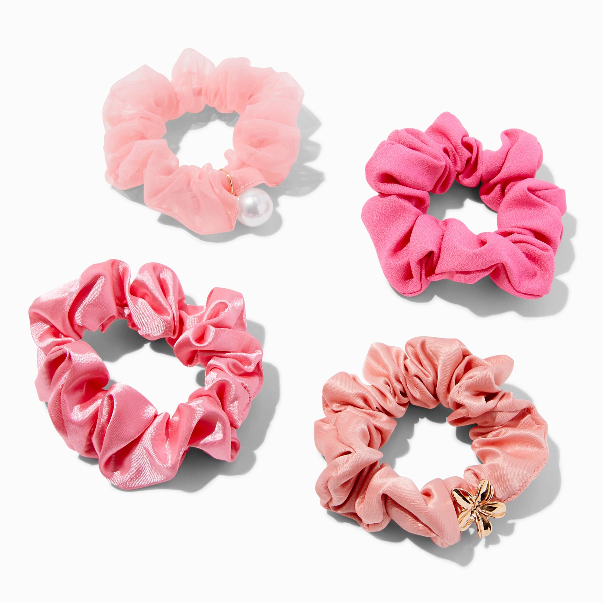 Coral Mixed Hair Scrunchies - 4 Pack,