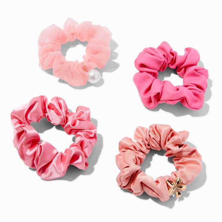 Coral Mixed Hair Scrunchies - 4 Pack,