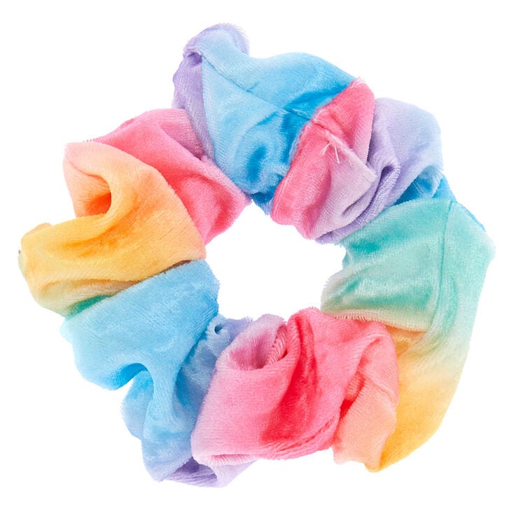 Medium Pastel Rainbow Velvet Hair Scrunchie,