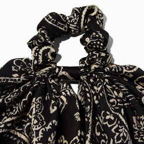 Black &amp; Ivory Paisley Hair Scrunchie Scarf,