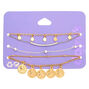 Mixed Metal Coin Chain Bracelets - 5 Pack,