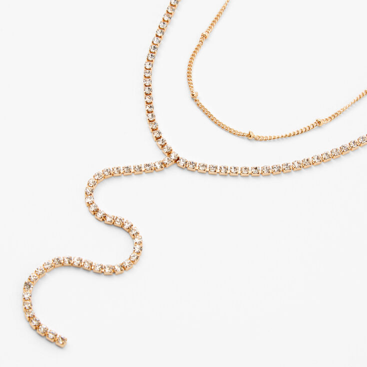 Gold Ball Chain Y-Neck Multi Strand Necklace,