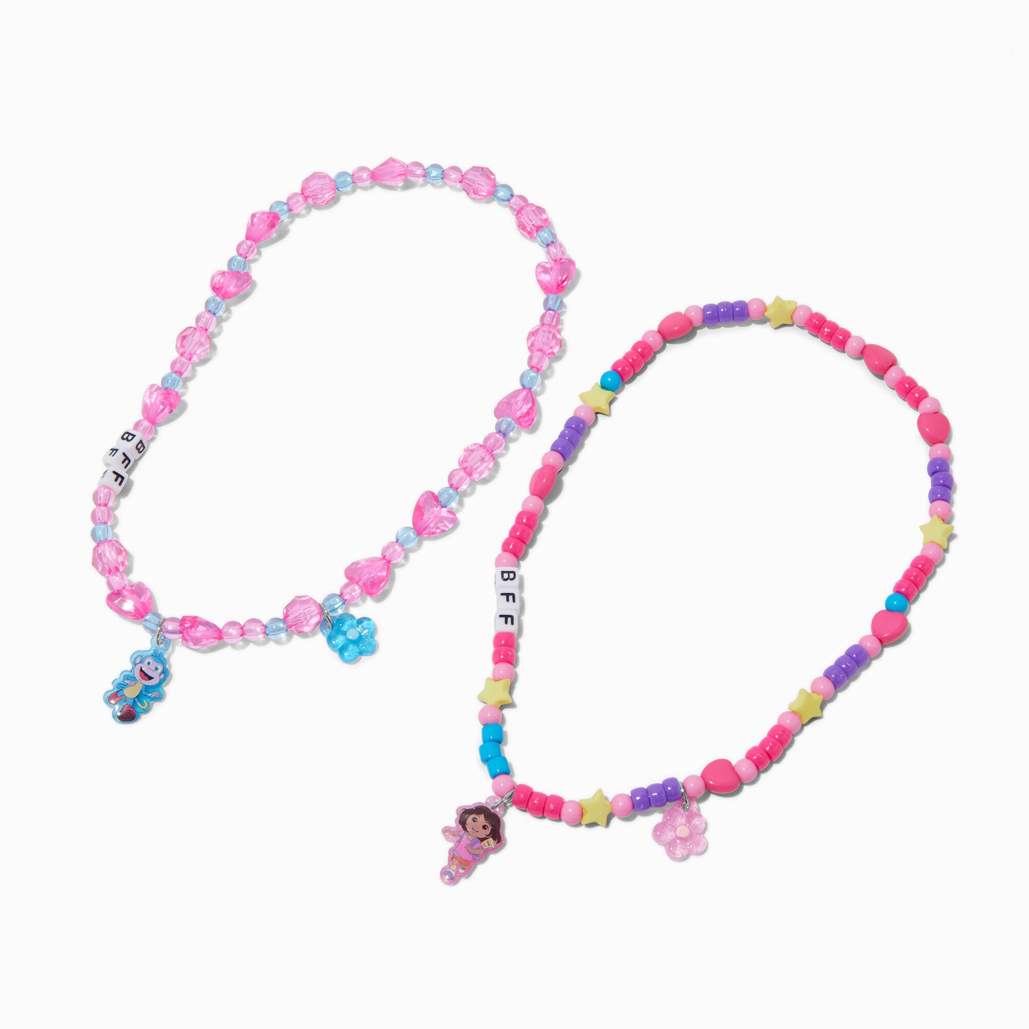 Colliers élastiques perlés Best Friends Dora l'Exploratrice Nickelodeon™ - Lot de 2,
