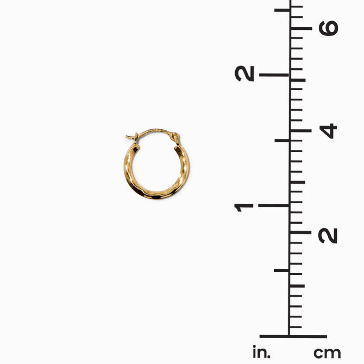 C LUXE by Claire&#39;s 14k Yellow Gold 14MM Laser Etched Hoop Earrings,
