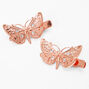 Barrettes papillon couleur dor&eacute; rose - Lot de 2,