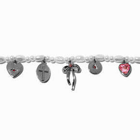 Silver-tone Pearl Charm Bracelet,