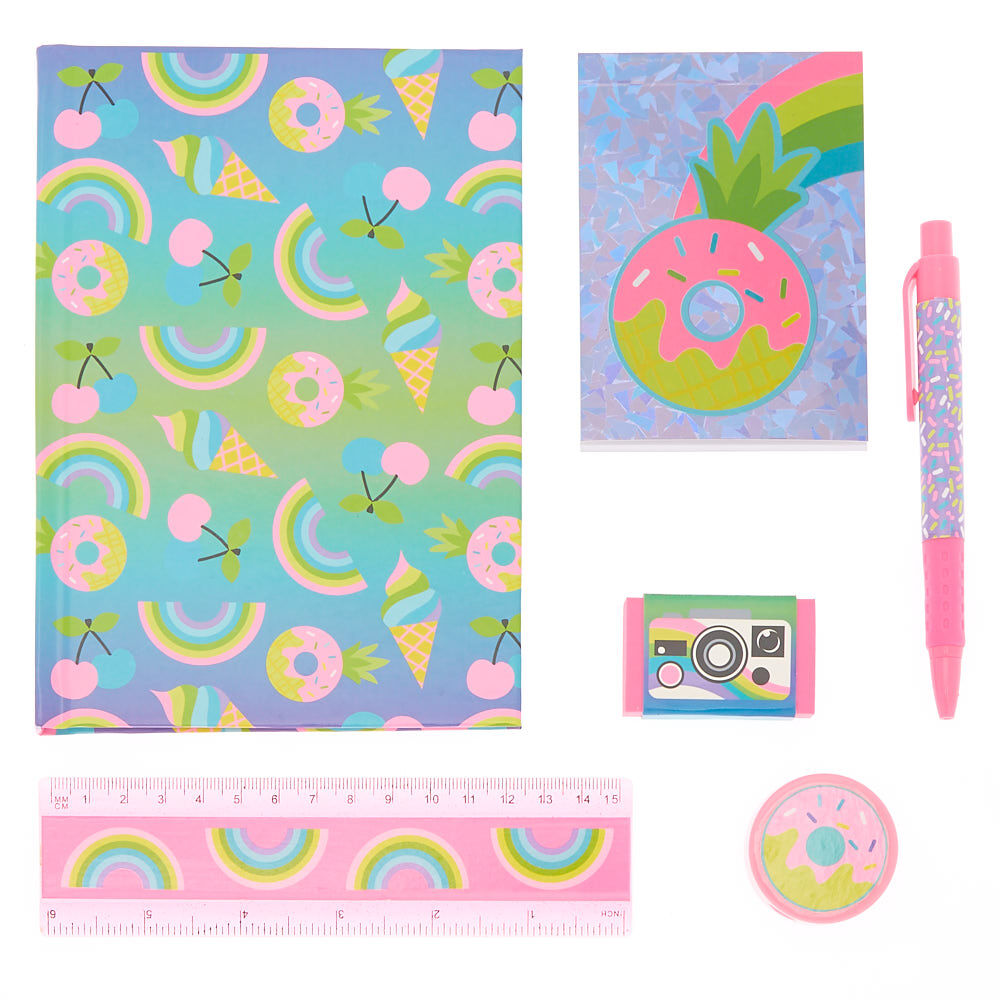 Pineapple Donut Stationery Set - Pink, 6 Pack,