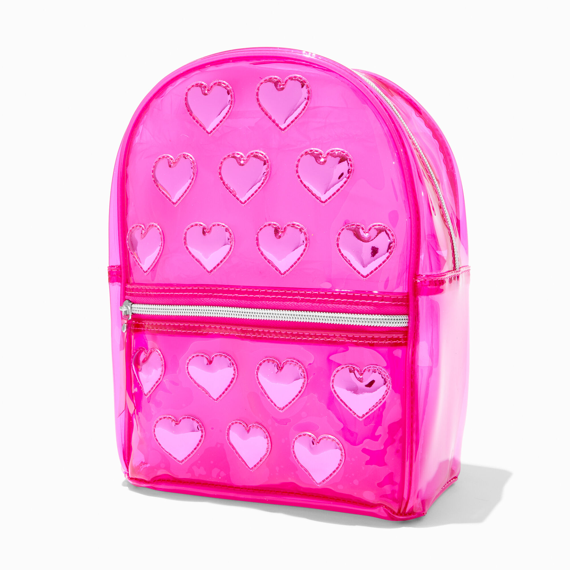 View Claires Heart Vinyl Backpack Pink information