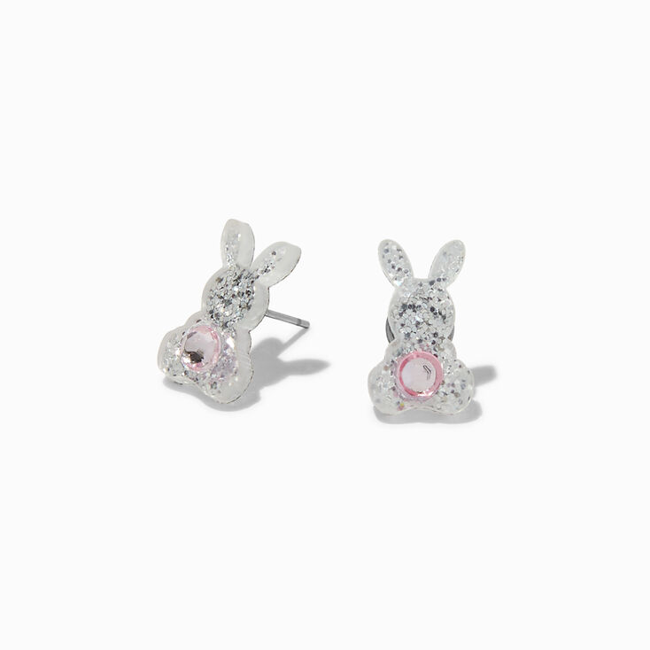 Bling Easter Bunny Stud Earrings,
