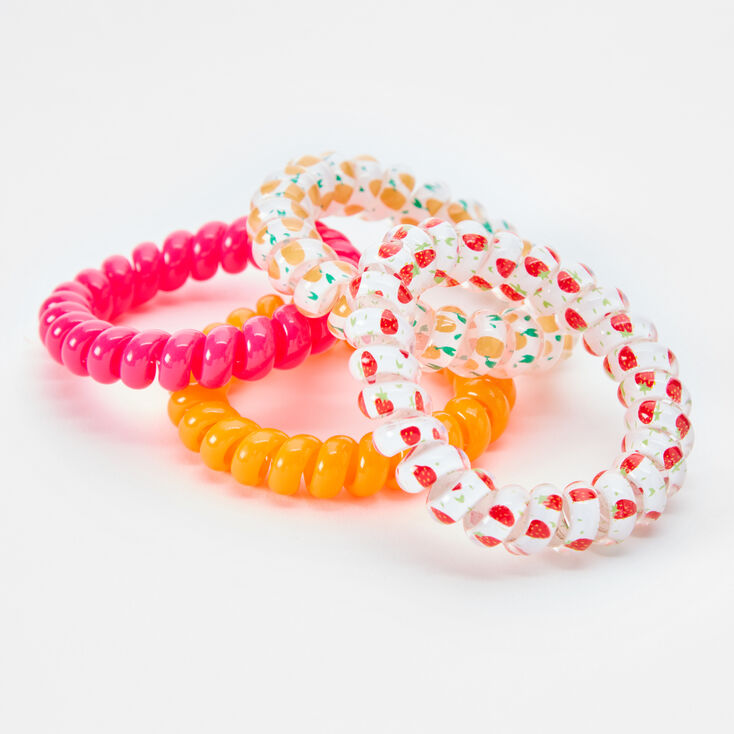 Neon Fruit Spiral Hair Ties - 4 Pack,