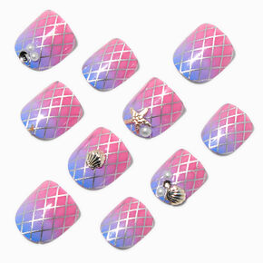 Claire&#39;s Club Purple Mermaid Press On Vegan Faux Nail Set - 10 Pack,