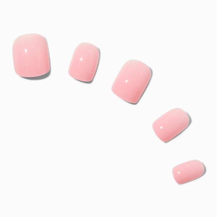 Pink Glossy Short Square Vegan Faux Nail Set - 24 Pack,