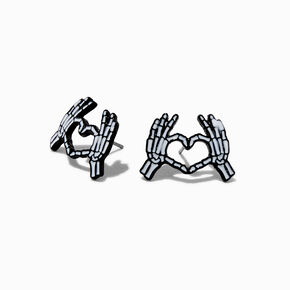Skeleton Hand Heart Halloween Stud Earrings,