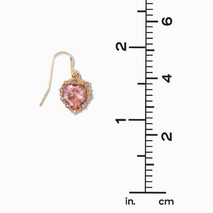 Gold-tone Pink Heart 0.5&quot; Drop Earrings ,