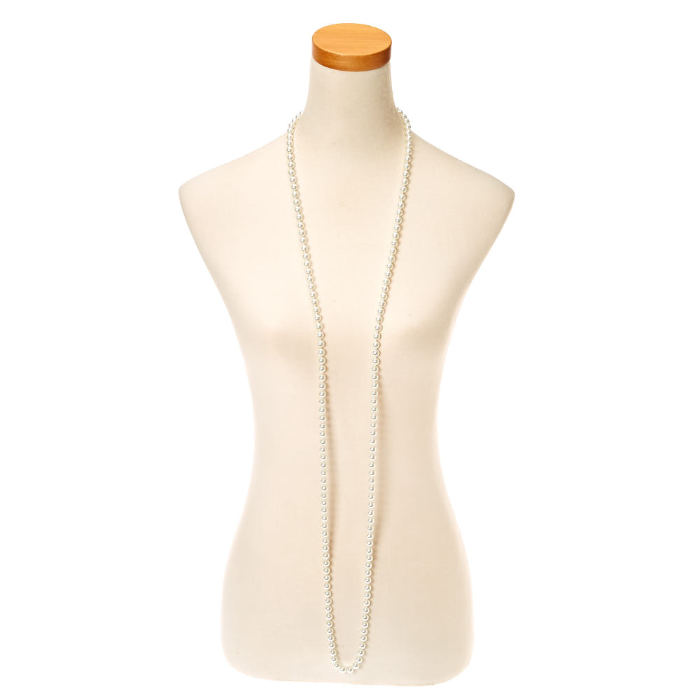 Long Pearl Effect Rope Necklace,