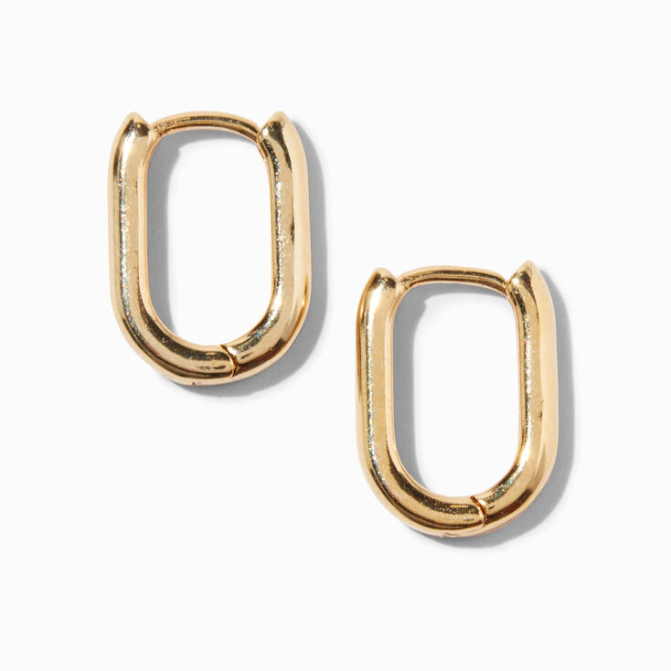 18K Gold Plated Small Oval Tube Hoop Earrings