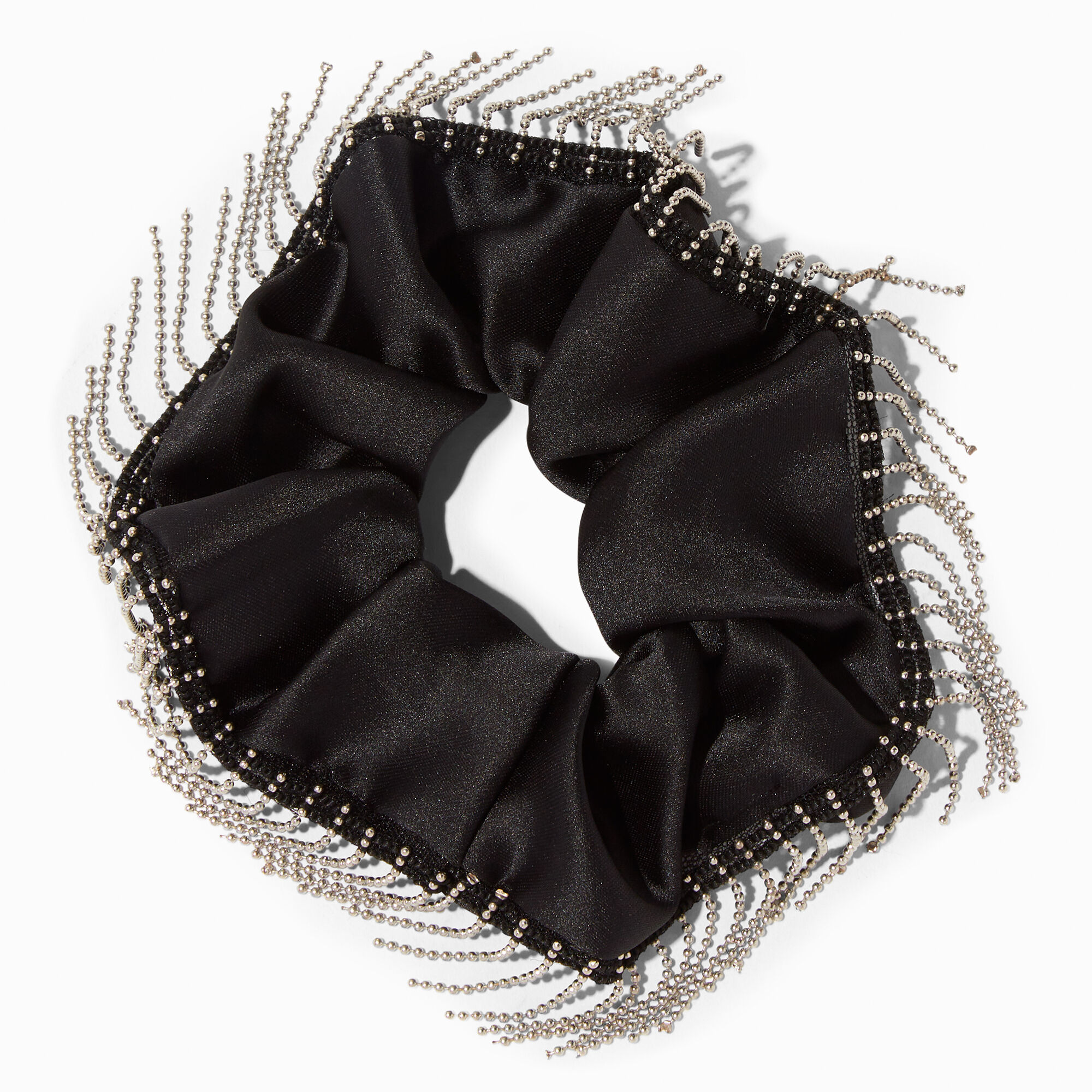 View Claires Chain Fringe Hair Scrunchie Black information