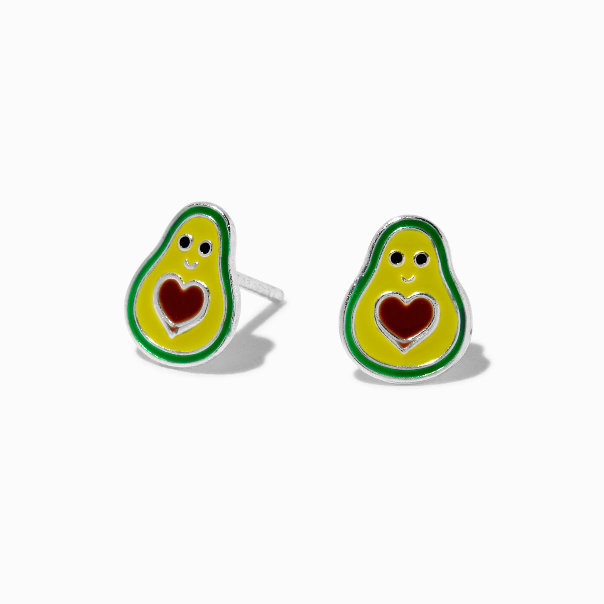 View Claires Enamel Avocado Stud Earrings Silver information