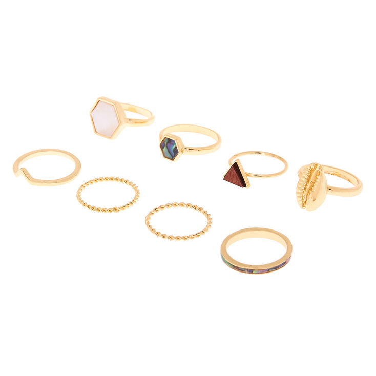 Gold Natural Elements Rings - 8 Pack,