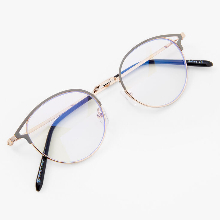 Gray Retro Browline Clear Lens Frames,