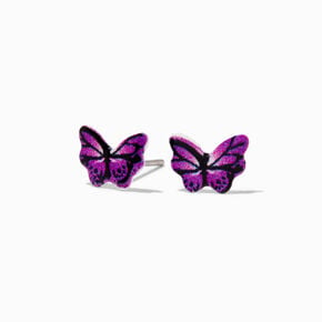 Mini Butterfly Stud Earrings - Purple,