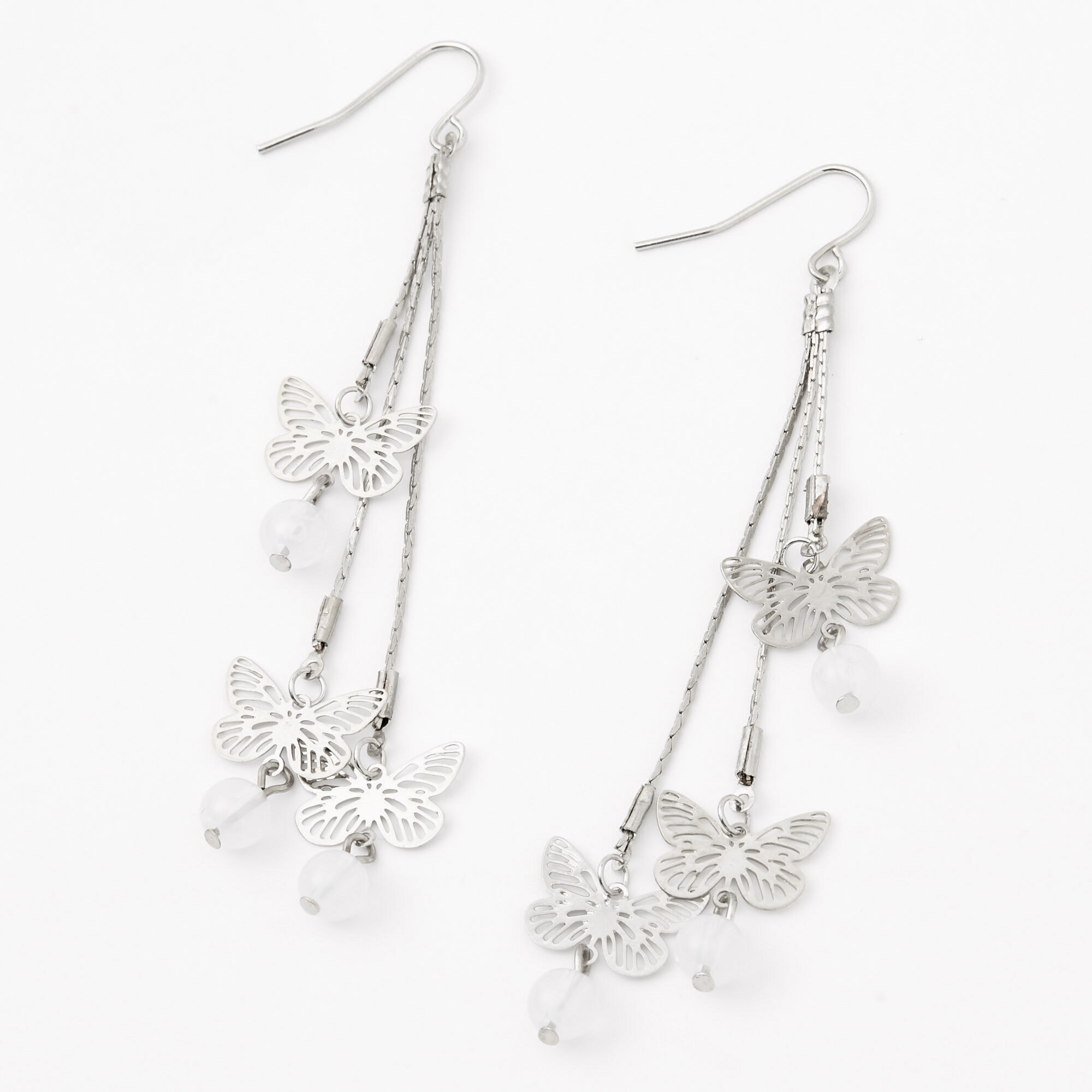 Butterfly dangle discount earrings silver