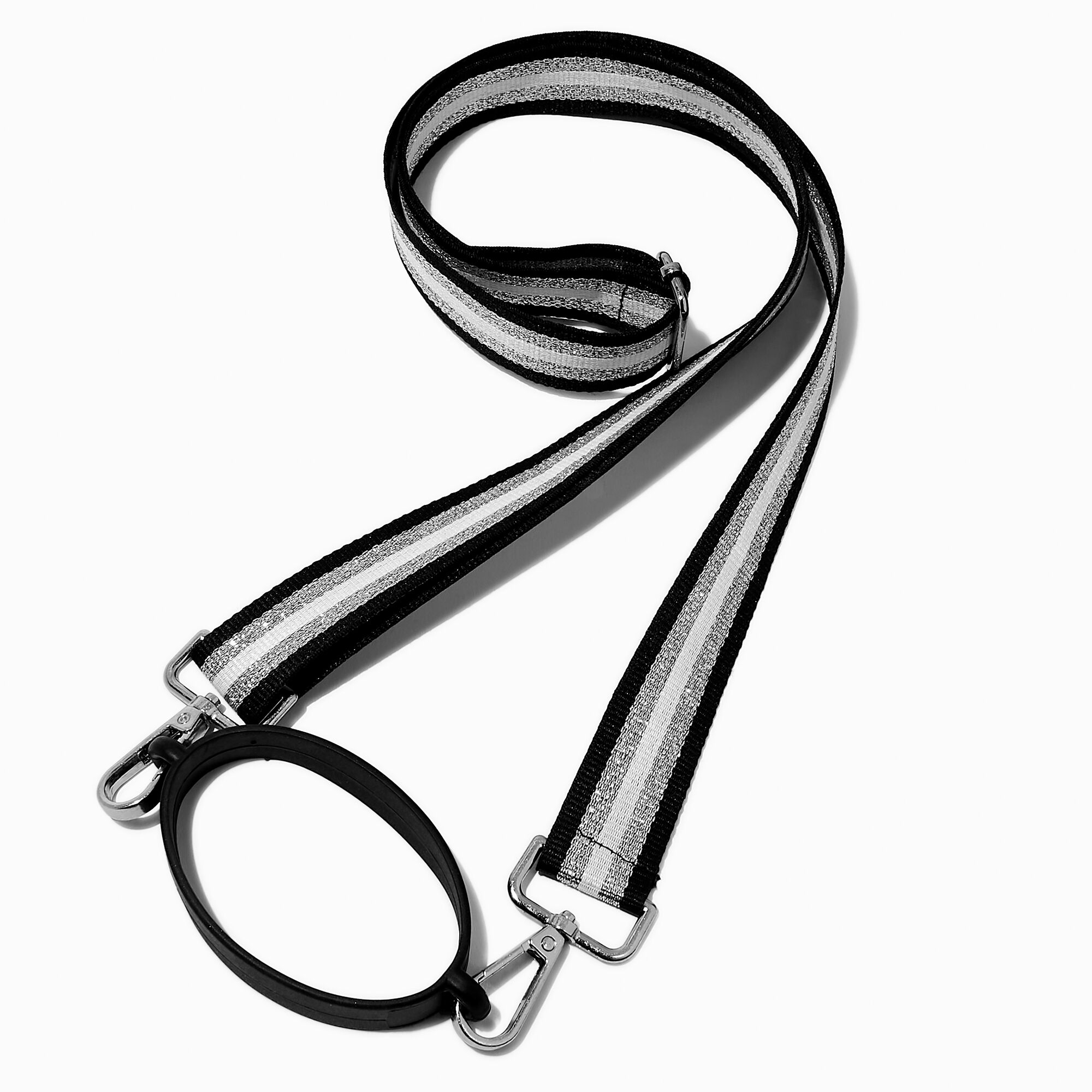 Black & White Striped Crossbody Water Bottle Strap,