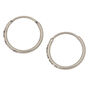 Silver-tone Titanium 10mm Sleek Crystal Hoop Earrings,