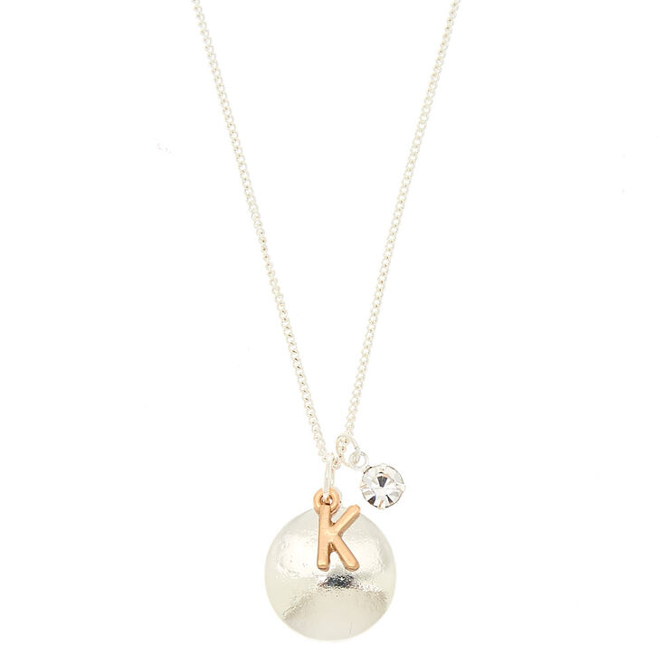 Initial Charm Pendant Necklace - K,