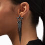 Black Crystal Star Fringe 4&quot; Drop Earrings ,