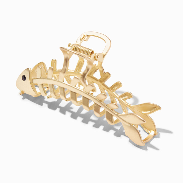 Gold Fishbone Metal Hair Claw,
