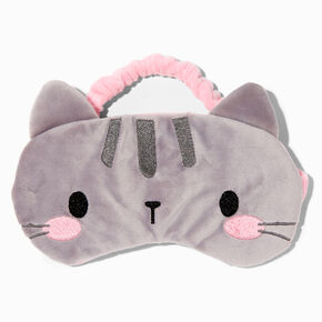 Masque de sommeil en peluche chat gris,
