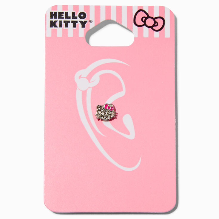 Boucle d&rsquo;oreille pour piercing au cartilage 0,8&nbsp;mm visage strass en acier inoxydable Hello Kitty&reg;,