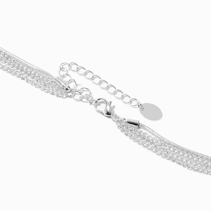 Silver-tone Tassel Y-Neck Multi-Strand Necklace,