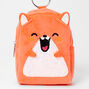 Porte-cl&eacute;s mini sac &agrave; dos hamster orange en fausse fourrure,