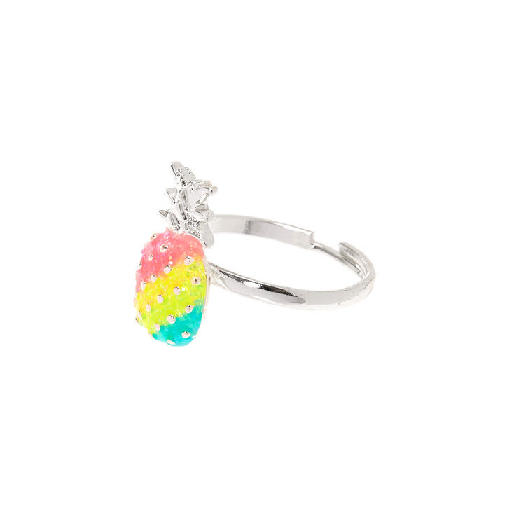 Claire's Bague ananas arc-en-ciel couleur argenté