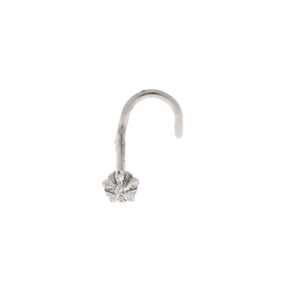 20G Silver-tone Stainless Steel Cubic Zirconia Star Nose Stud,