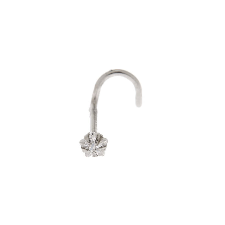 20G Silver-tone Stainless Steel Cubic Zirconia Star Nose Stud,