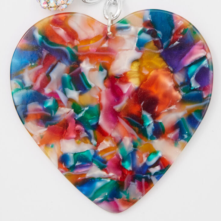 Colorful Mosaic Resin Heart Keychain,