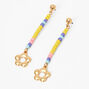 Gold Flower Beaded 2&quot; Drop Earrings,