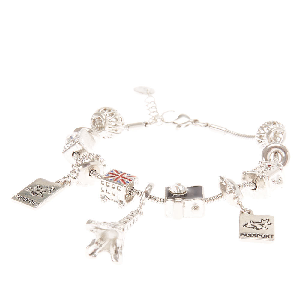 Silver Travel Charm Bracelet,