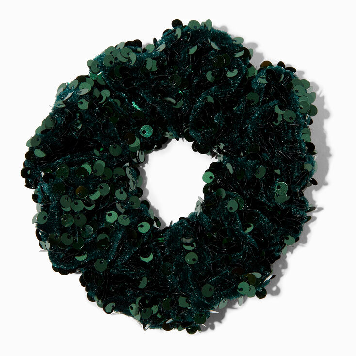 Emerald Green Sequin Hair Scrunchie,