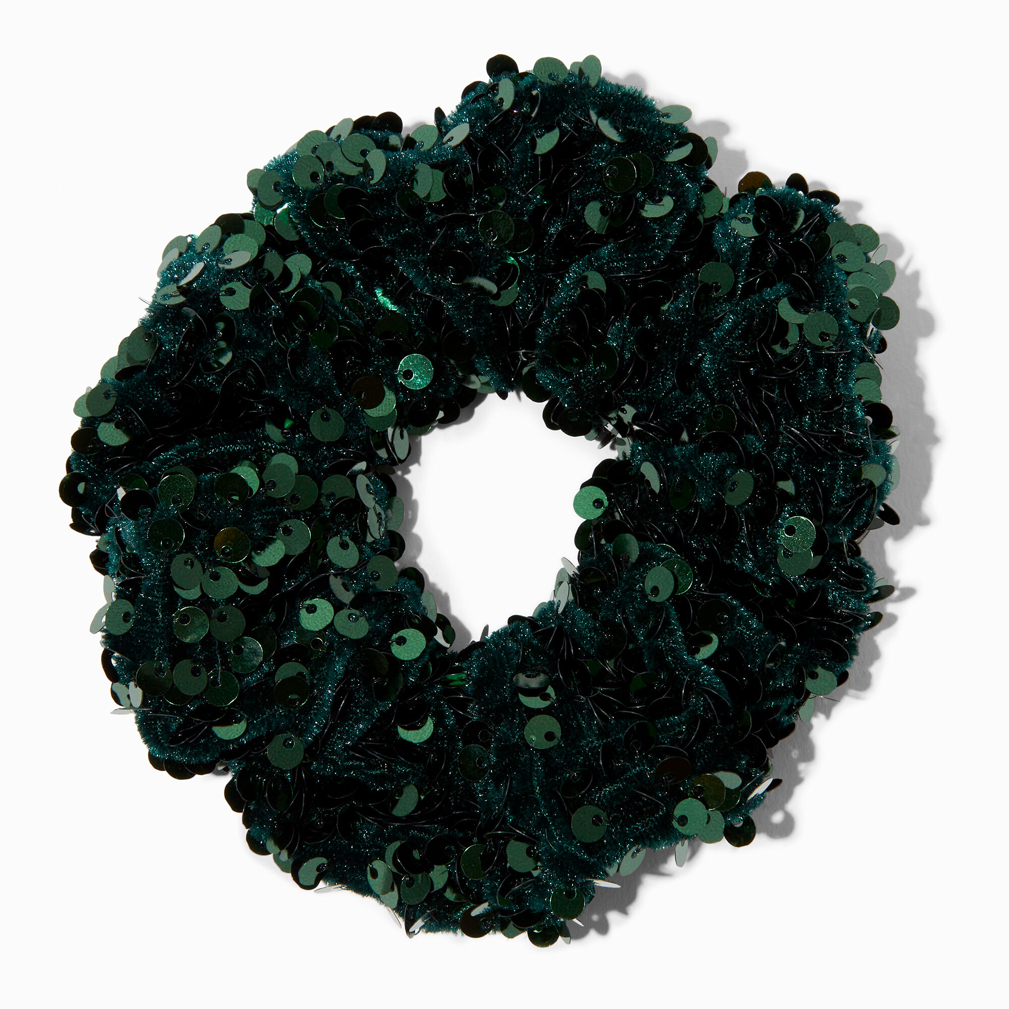 View Claires Emerald Sequin Hair Scrunchie Green information