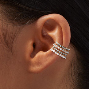 Gold-tone Thick Crystal &amp; Pearl Ear Cuff ,