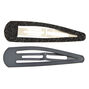 Glitter Matte Jumbo Snap Hair Clips - Black, 2 Pack,