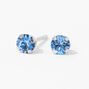 14kt White Gold 3mm March Crystal Light Sapphire Studs Ear Piercing Kit with Ear Care Solution,